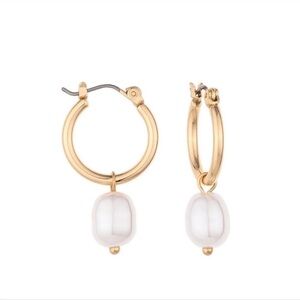 Charged | NWT Pearl Gold Tone Huggie Earrings Wisdom Integrity Feminine Energy